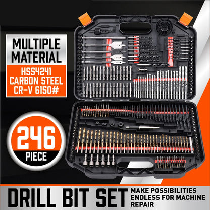 ZS - 246 Pcs Twist Drill Bits Metal Wood Combination Drill Bit Set With Box Case