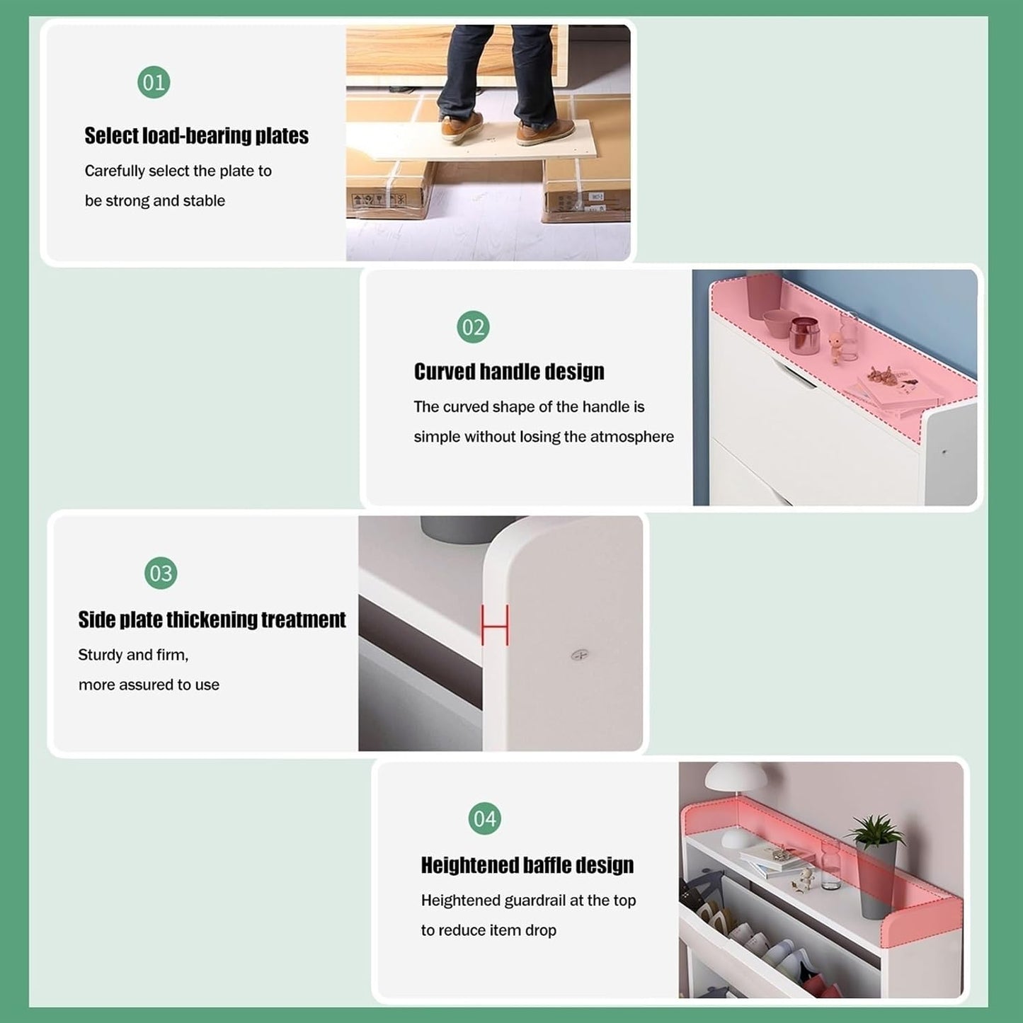 ZS - Elegant & Space-Saving White Entryway Shoe Cabinet