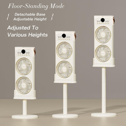 ZS - Dual Fan Mist Cooling Fan with Humidifier, 6 Nozzles 360 Adjustable