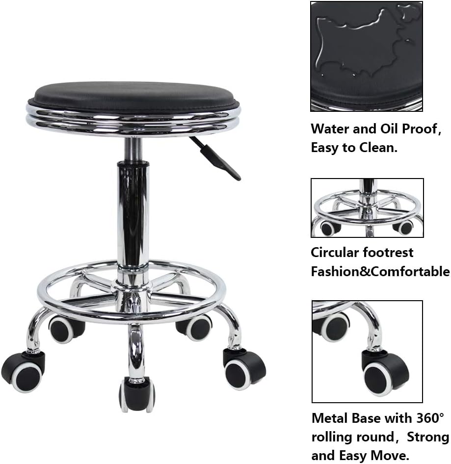 ZS - Round Rolling Stool with Foot Rest