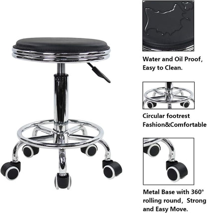 ZS - Round Rolling Stool with Foot Rest