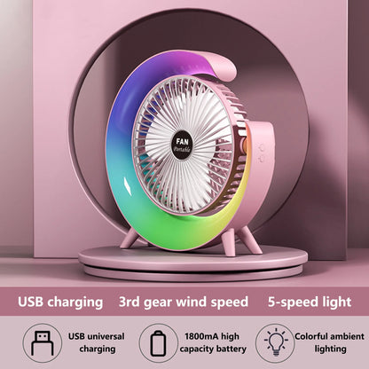 ZS - USB Power Desktop Rechargeable Portable Mini Rotatable Lighting Fan