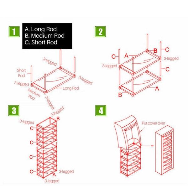 ZS - 9 Tier Fabric Shoe Cabinet