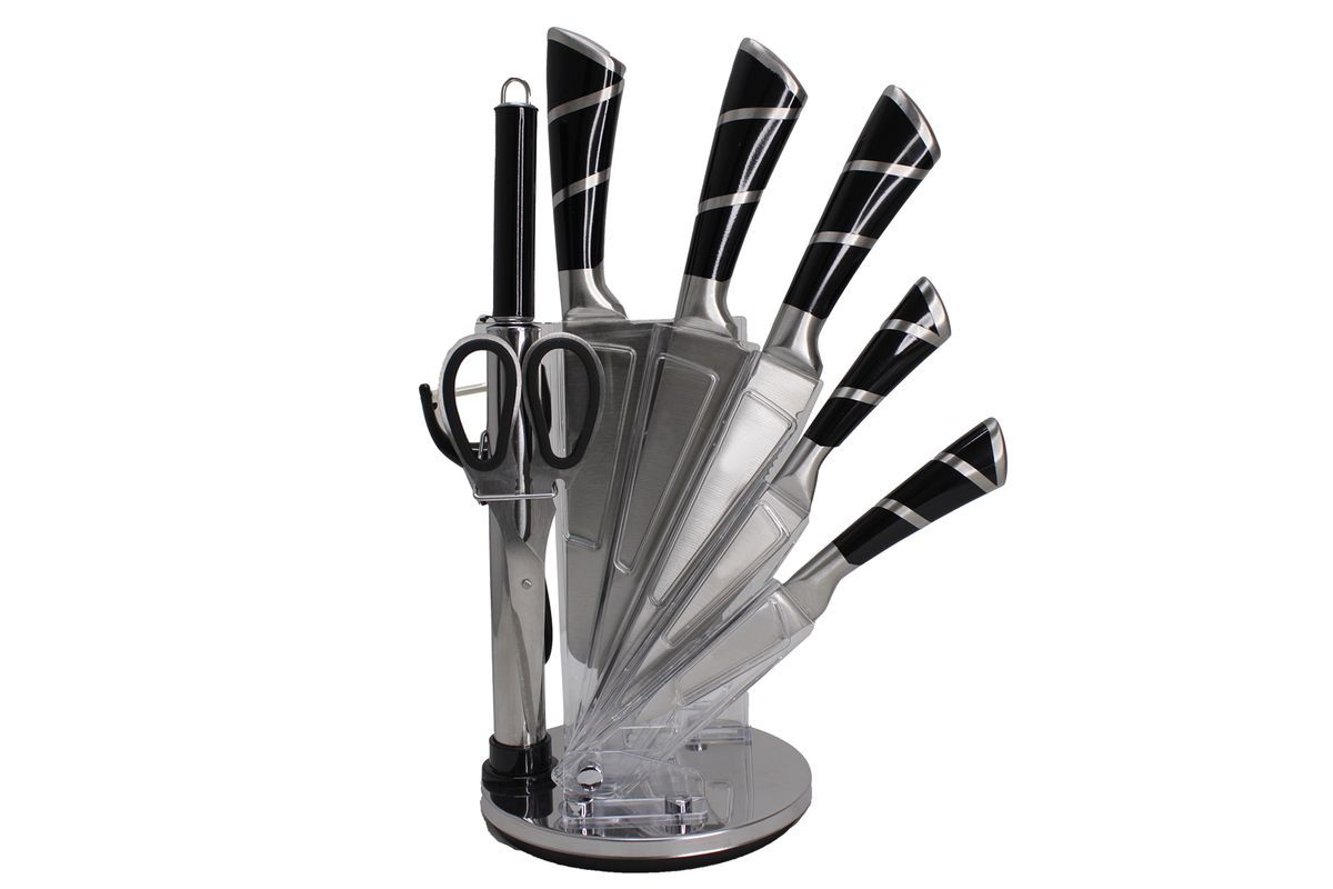 ZS - 9 Piece Stainless Steel Rotating Kitchen Knife Set