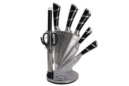 ZS - 9 Piece Stainless Steel Rotating Kitchen Knife Set