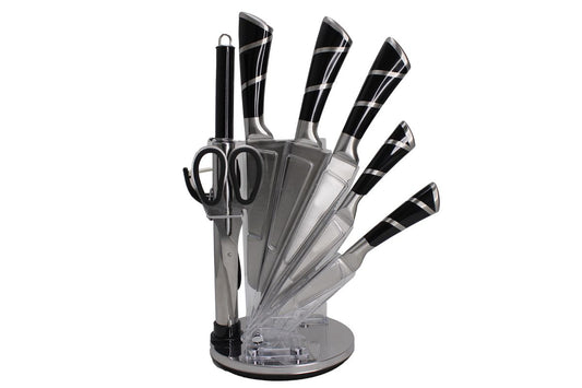 ZS - 9 Piece Stainless Steel Rotating Kitchen Knife Set
