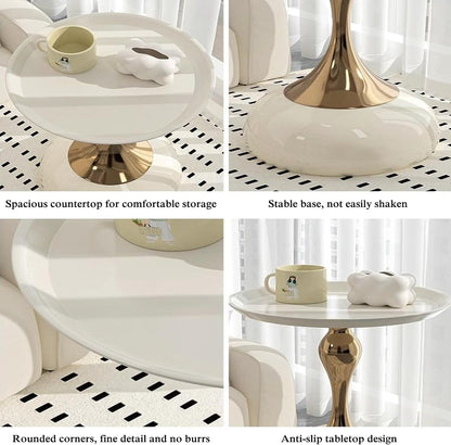 ZS - Modern Luxury Round Oval Base Metal Coffee Table