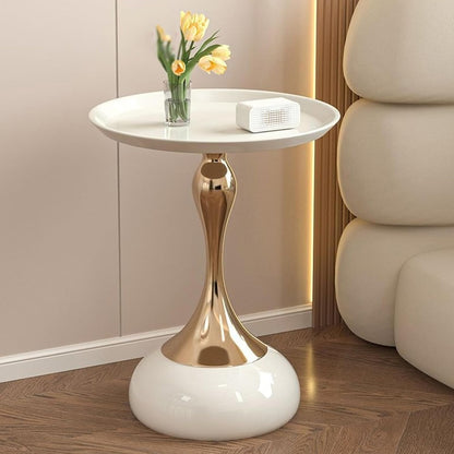 ZS - Modern Luxury Round Oval Base Metal Coffee Table