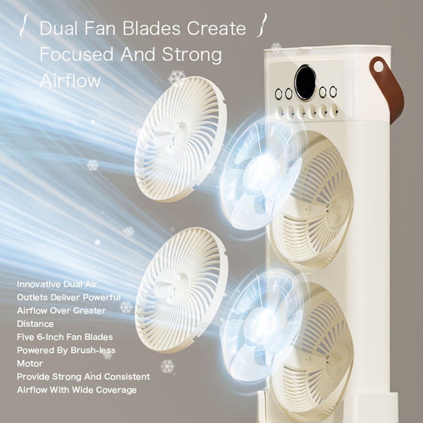 ZS - Dual Fan Mist Cooling Fan with Humidifier, 6 Nozzles 360 Adjustable