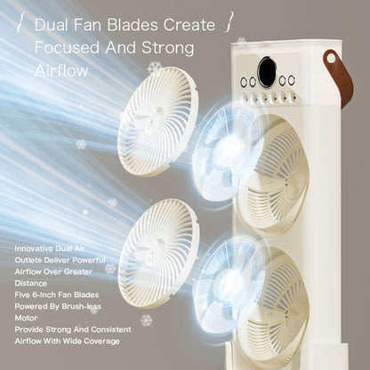 ZS - Dual Fan Mist Cooling Fan with Humidifier, 6 Nozzles 360 Adjustable