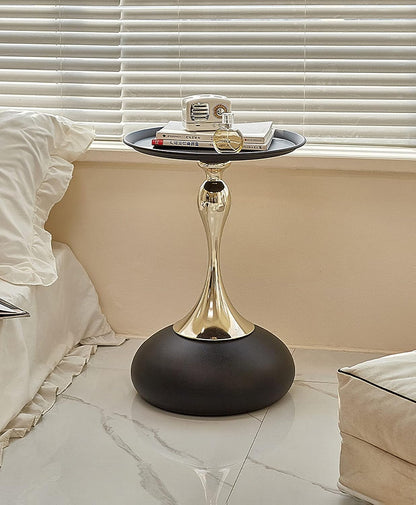 ZS - Modern Luxury Round Oval Base Metal Coffee Table