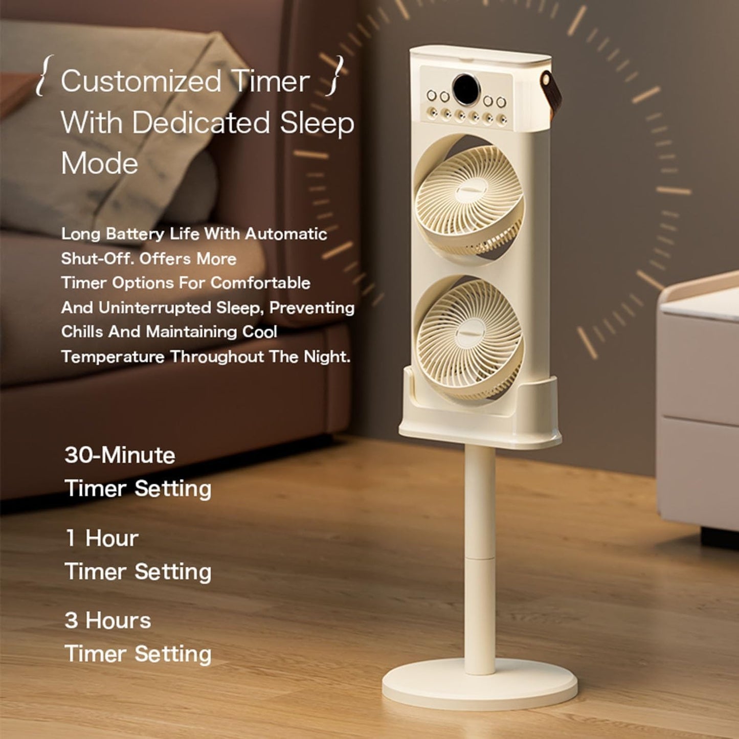 ZS - Dual Fan Mist Cooling Fan with Humidifier, 6 Nozzles 360 Adjustable