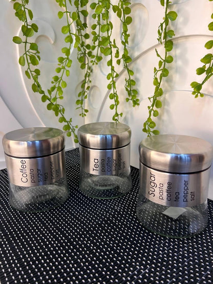 ZS - Set Of 3 Pieces Stainless Steel Airtight Storage Jar Set