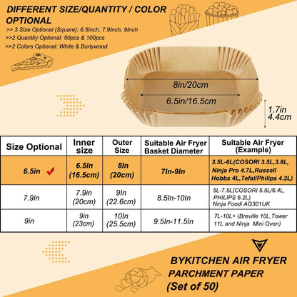 ZS - Air Fryer Parchment Paper Liner, 50PCS Square Liners