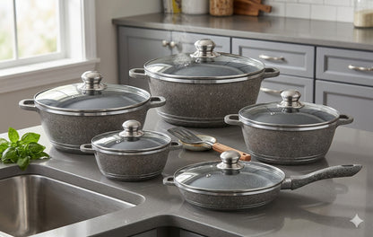 ZS - 12 Pieces Aluminum Granite Coating Non-Stick Cookware Set