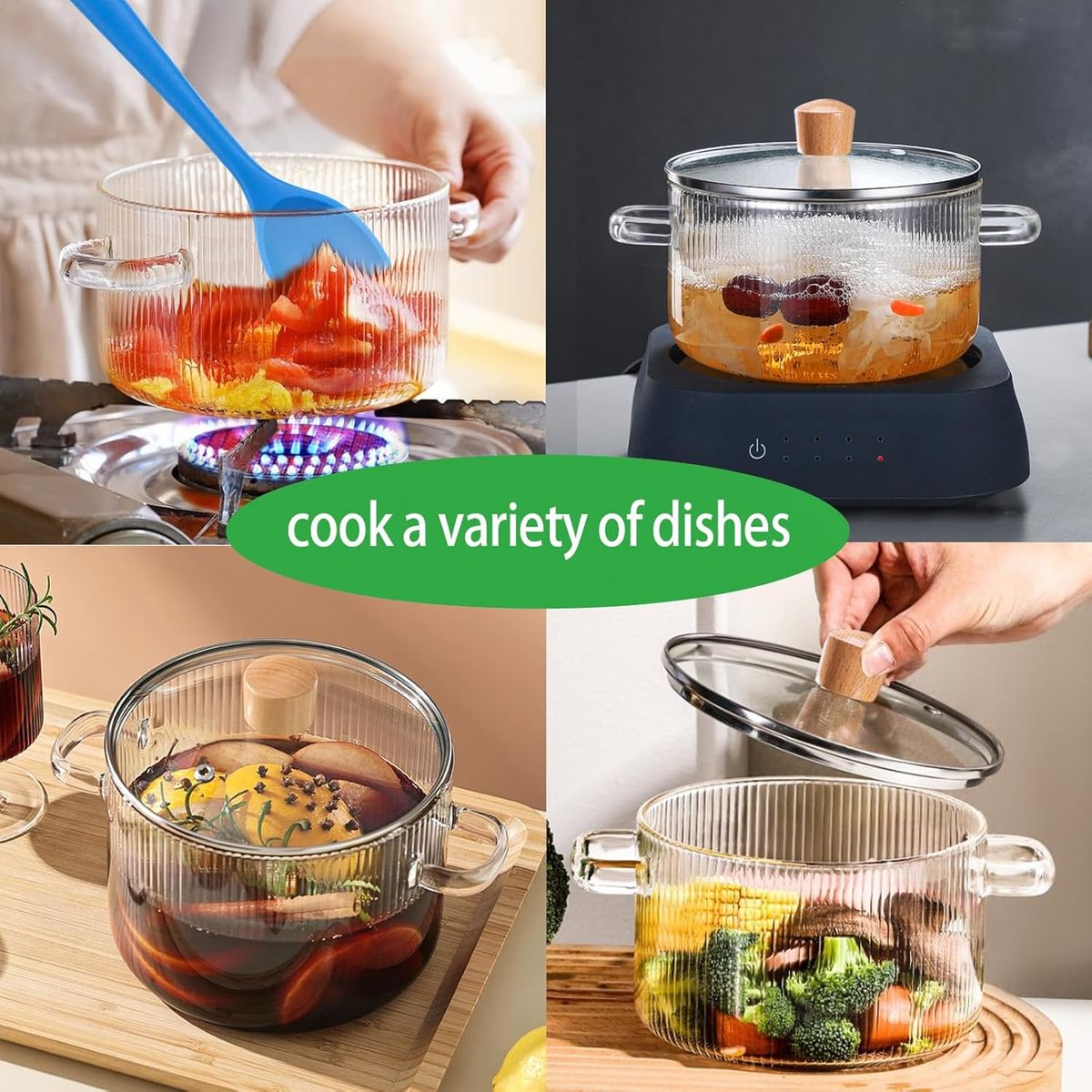 ZS - Glass Pot Heat Resistant Compatible With Gas & Electric Ceramic Stove