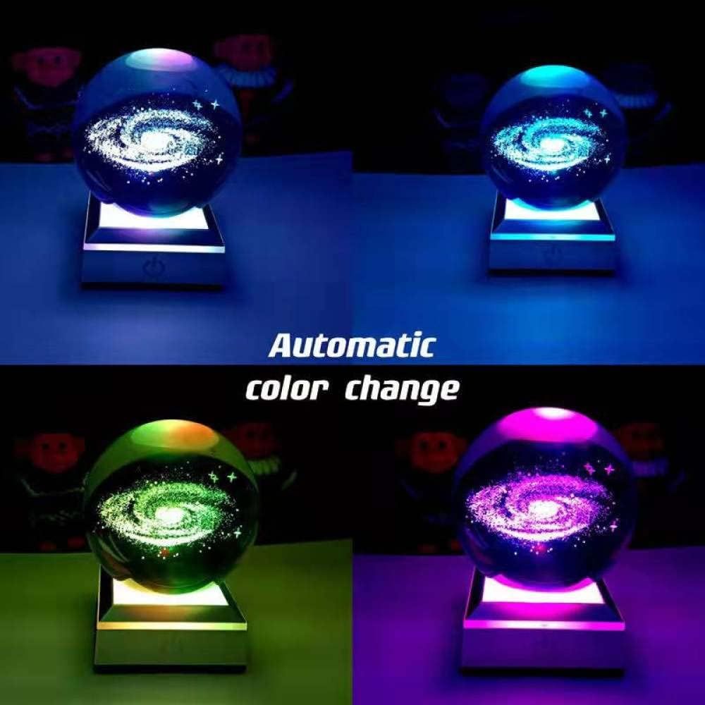ZS - 8cm 3D Crystal Ball with Colour Changing Light Up Base
