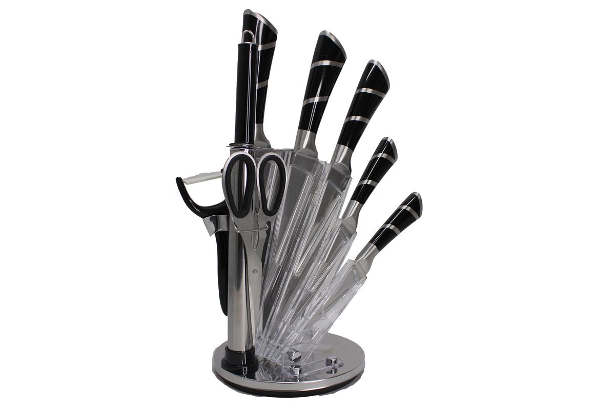 ZS - 9 Piece Stainless Steel Rotating Kitchen Knife Set