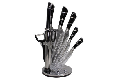 ZS - 9 Piece Stainless Steel Rotating Kitchen Knife Set