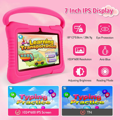 ZS - Kids 7" Android Tablet PC, 2GB RAM, 32GB ROM with Silicone Case
