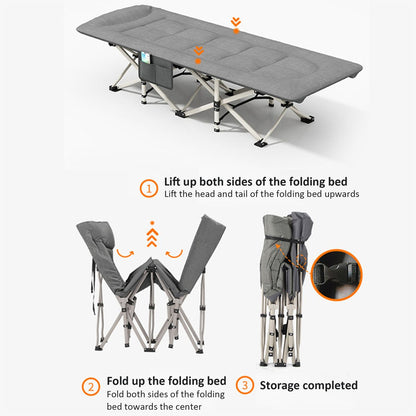 ZS - 190CM Outdoor Portable Recliner Single Camping Bed Folding Bed