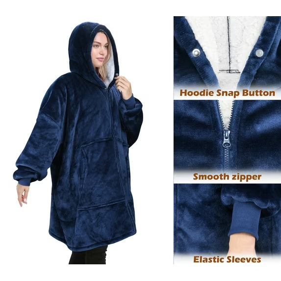 ZS - Oversized Huggle Hoodie Blanket with Zipper