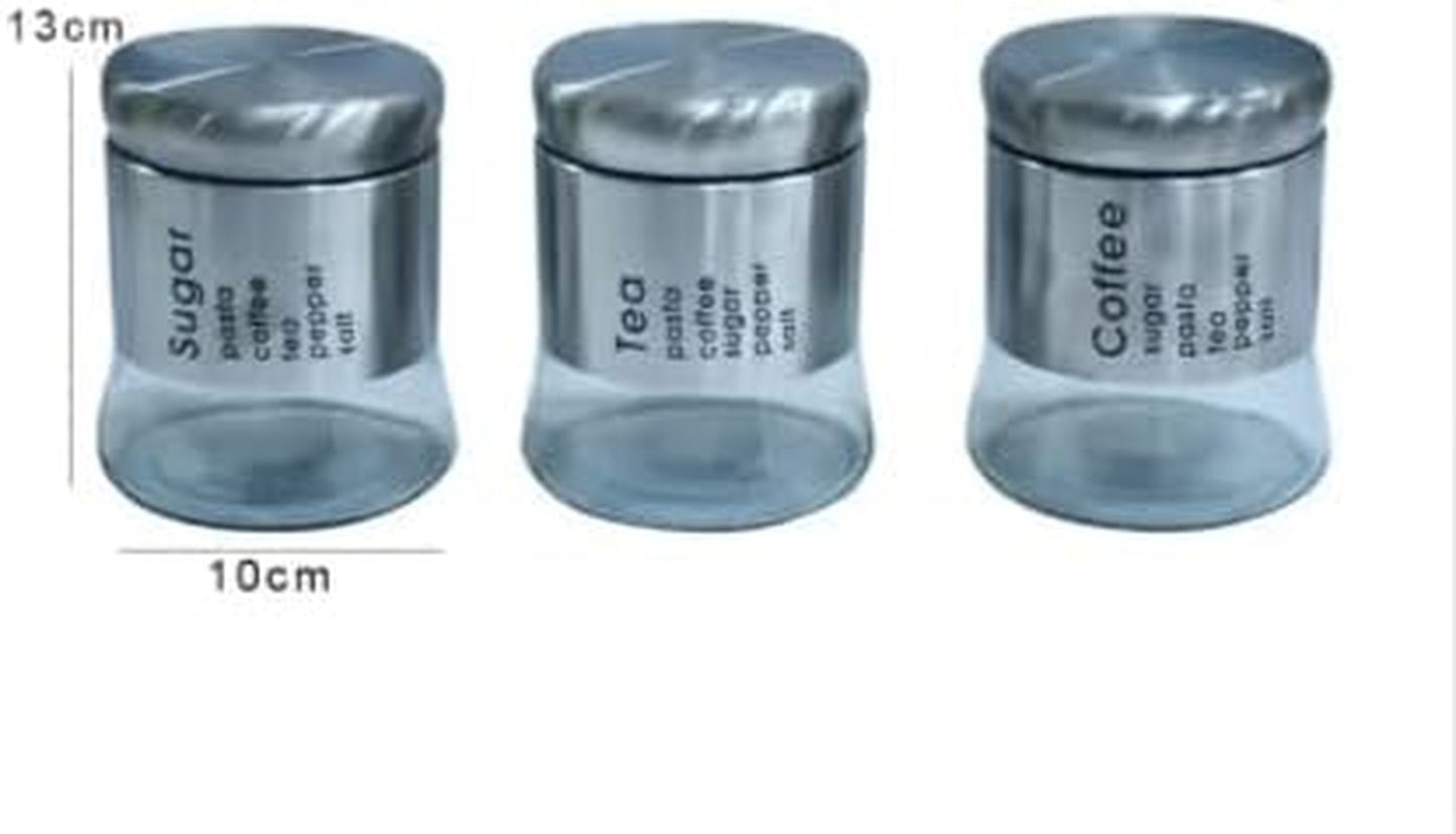 ZS - Set Of 3 Pieces Stainless Steel Airtight Storage Jar Set