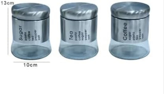 ZS - Set Of 3 Pieces Stainless Steel Airtight Storage Jar Set
