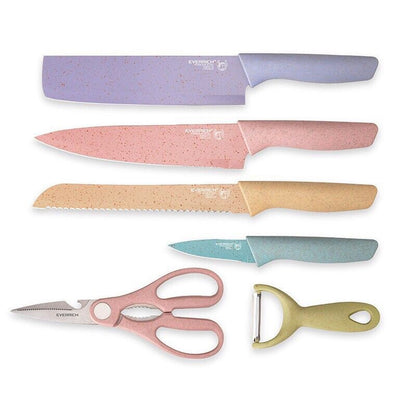 ZS - 6 Piece High Carbon Stainless Steel Knife Set Macaroon Pastel Color