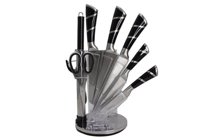 ZS - 9 Piece Stainless Steel Rotating Kitchen Knife Set