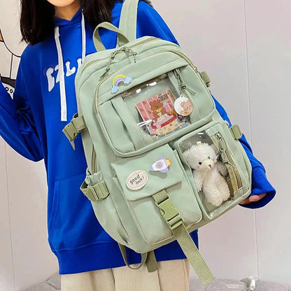 ZS - Trendy Cute - Kawaii Fashion School Bag with Customizable Design & Dolls
