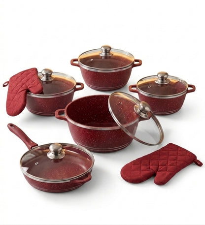 ZS - 12 Pieces Aluminum Granite Coating Non-Stick Cookware Set