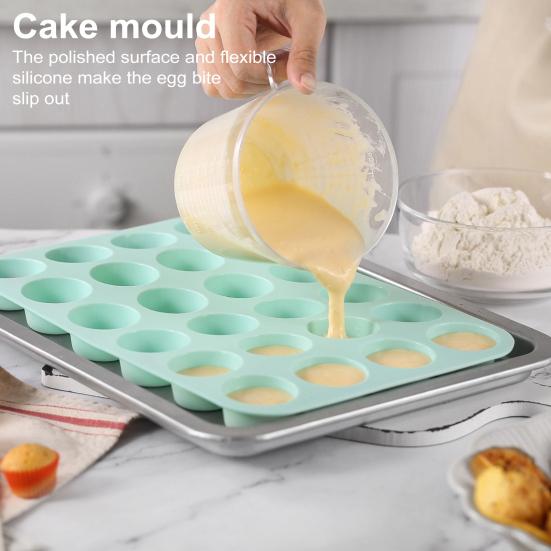 ZS - Silicone Muffin Pan 24 Cups Nonstick Cake Mold for Baking Mini Egg Bites High Heat Resistance