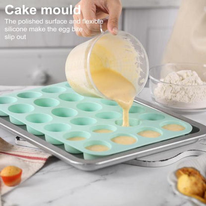 ZS - Silicone Muffin Pan 24 Cups Nonstick Cake Mold for Baking Mini Egg Bites High Heat Resistance