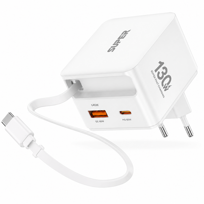 ZS - 130W Super Fast Charger – USB-C PD + USB-A