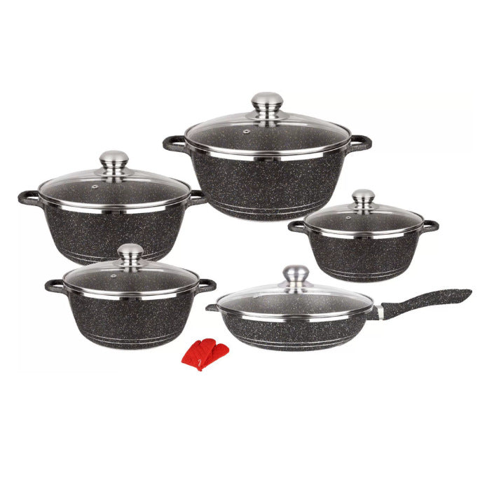 ZS - 12 Pieces Aluminum Granite Coating Non-Stick Cookware Set