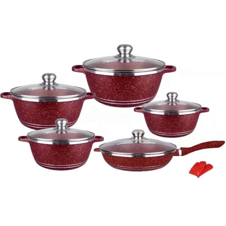 ZS - 12 Pieces Aluminum Granite Coating Non-Stick Cookware Set