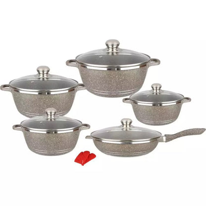 ZS - 12 Pieces Aluminum Granite Coating Non-Stick Cookware Set