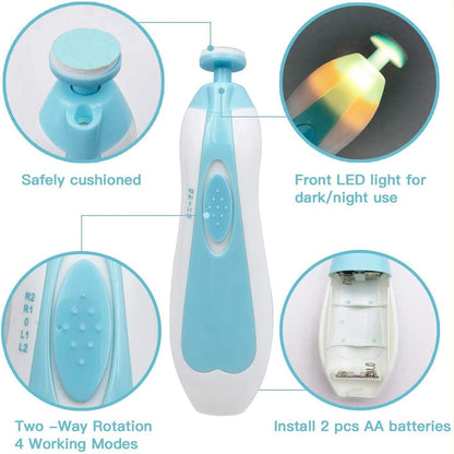 ZS - Baby Nail Trimmer Electric File Set with Light Replacement Heads