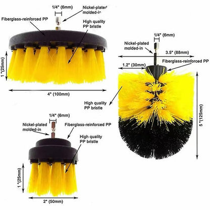 ZS - Drill Brush Set Attachment Kit Pack of 3 - All Purpose Power Scrubber