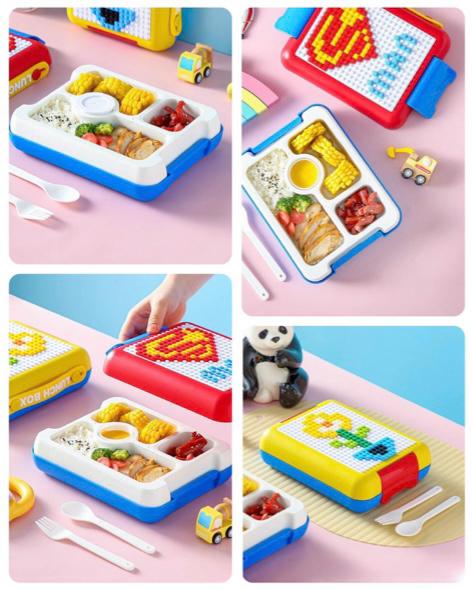 ZS - DIY Building Blocks Leakproof Microwave School Kids Lunch Box