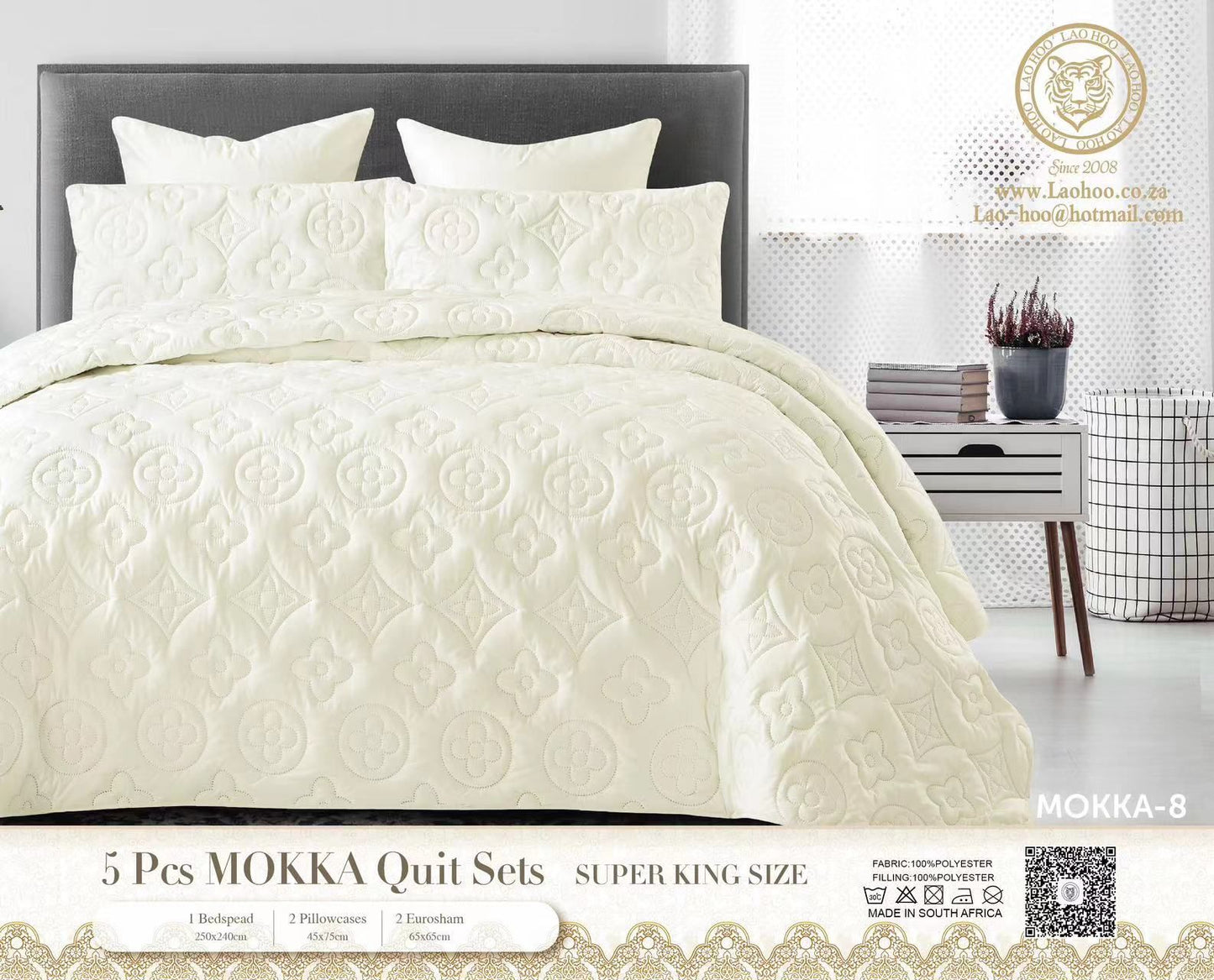 ZS - 5pcs Super King MOKKA Quilted Bedspread