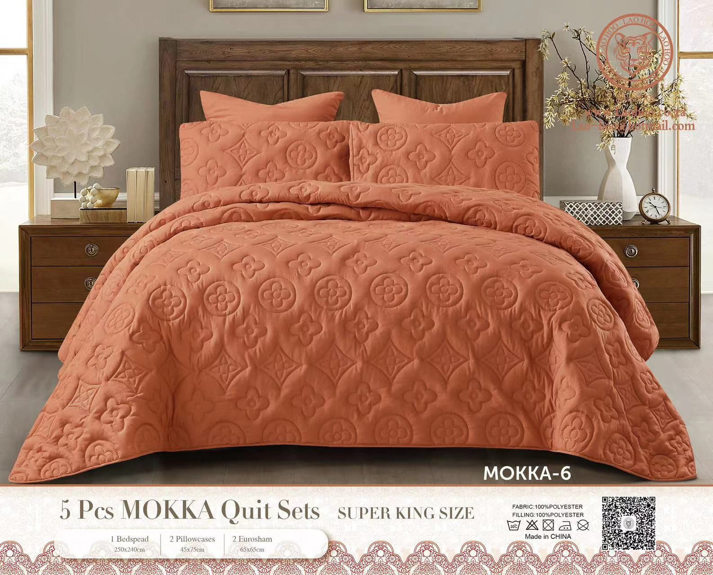 ZS - 5pcs Super King MOKKA Quilted Bedspread