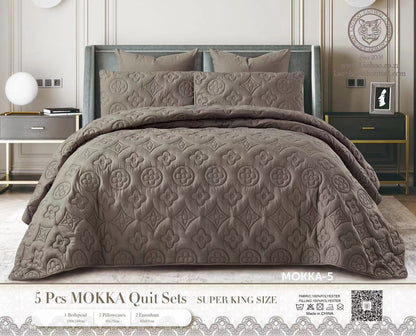ZS - 5pcs Super King MOKKA Quilted Bedspread