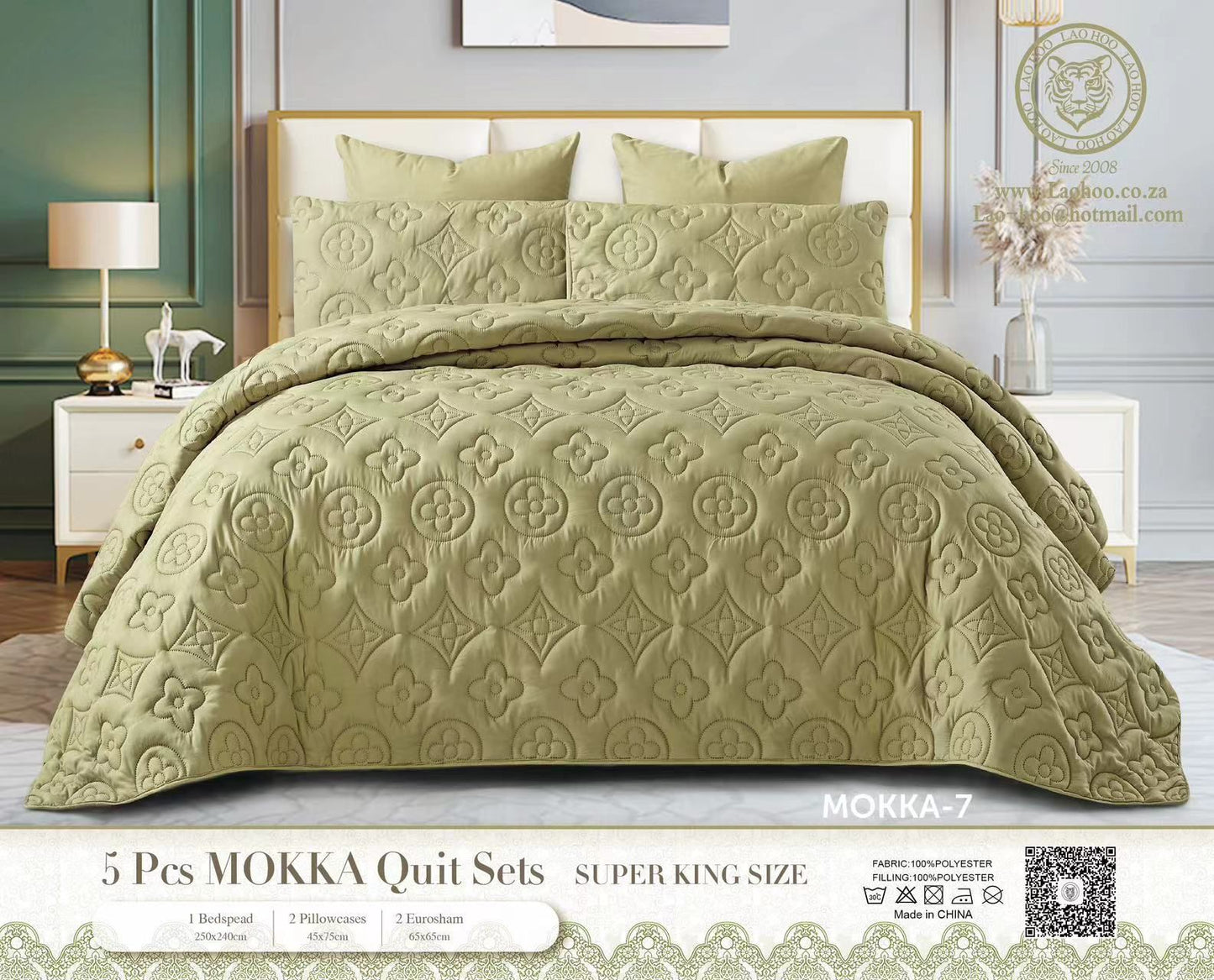 ZS - 5pcs Super King MOKKA Quilted Bedspread