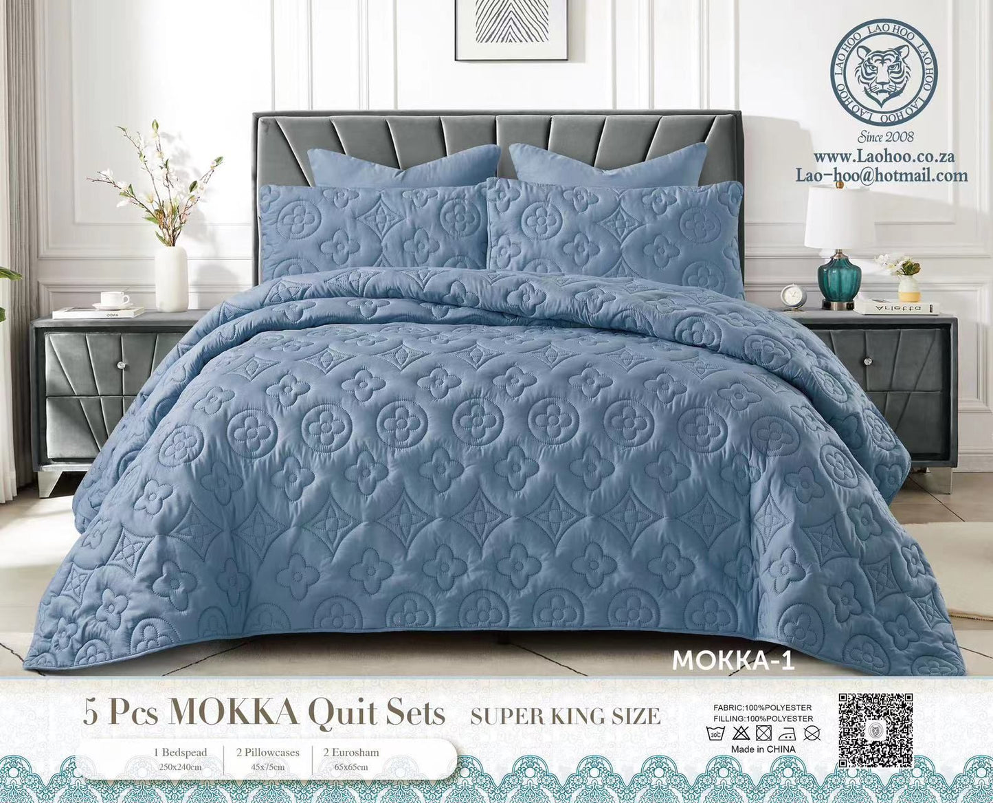 ZS - 5pcs Super King MOKKA Quilted Bedspread