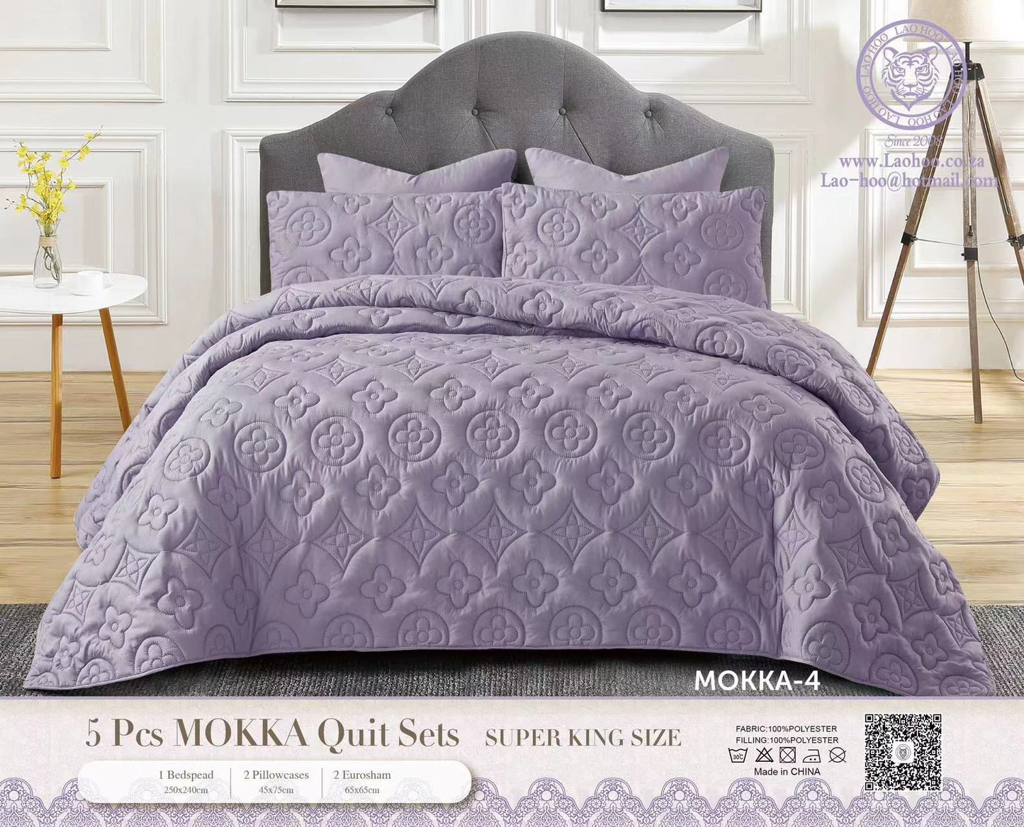 ZS - 5pcs Super King MOKKA Quilted Bedspread