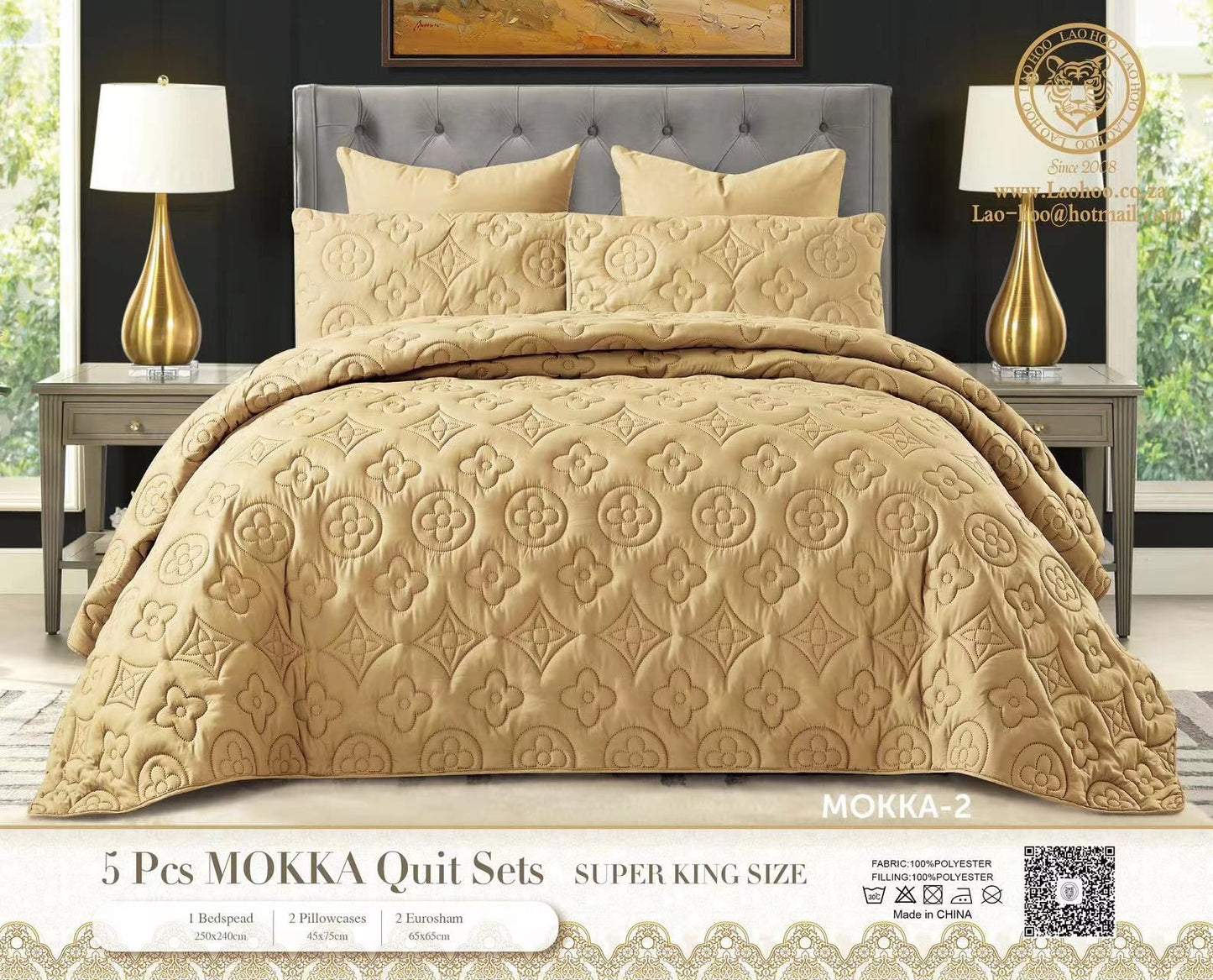 ZS - 5pcs Super King MOKKA Quilted Bedspread