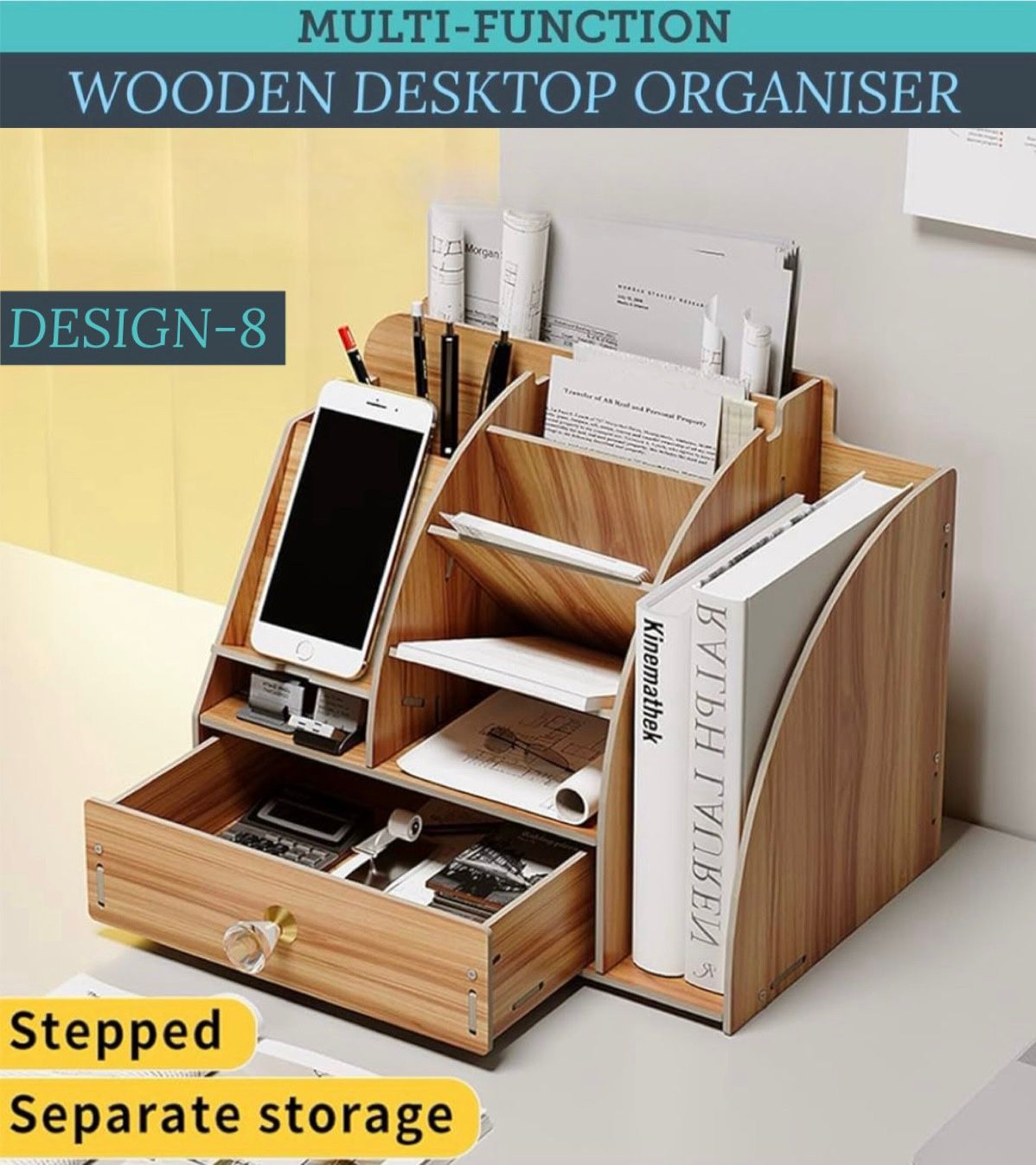 ZS - Multi-Functional Wooden Desktop Organizer