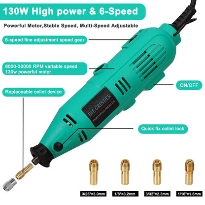 ZS - Mini Die Grinder Tool Kit 130W Rotary Tool With 211 Piece Accessories & Flexible Shaft